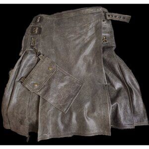 Got-Kilt Club Handmade Adjustable Utility Black Cow Leather Kilt For Men Size 32